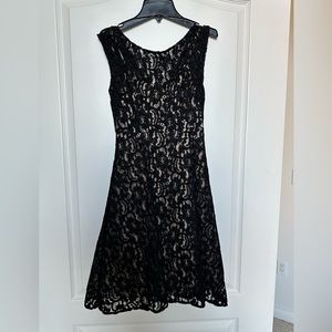 Tracy Reese Black Velvet Lace Fit -n- Flare Dress